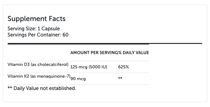 Vitamin D3 5000 IU with Vitamin K2